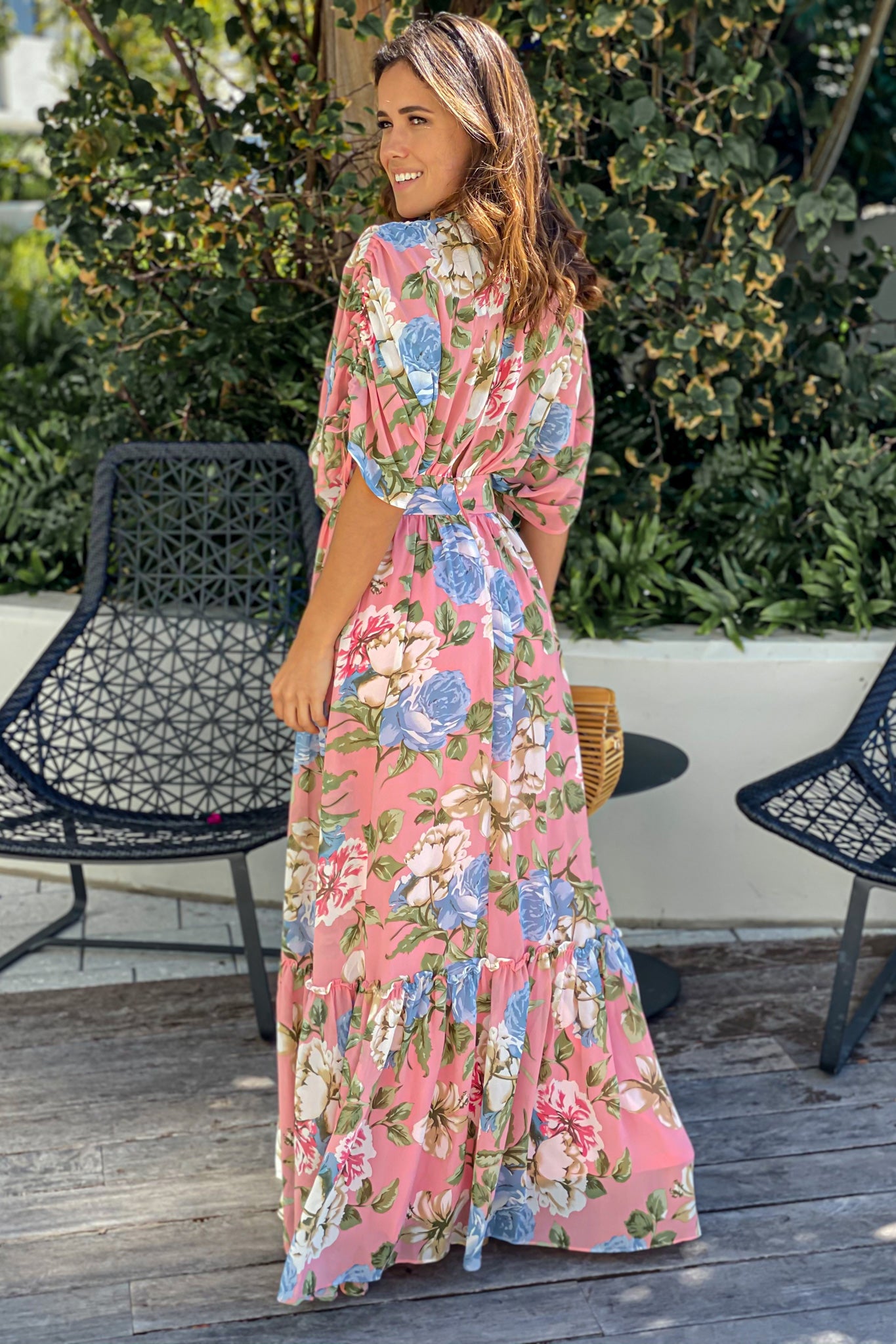 Pink Floral Dolman Sleeves Maxi Dress | Maxi Dresses – Saved by the Dress