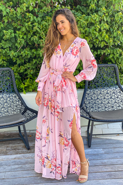 Dusty Pink Floral Maxi Dress | Vacation Maxi Dress – Saved by the Dress