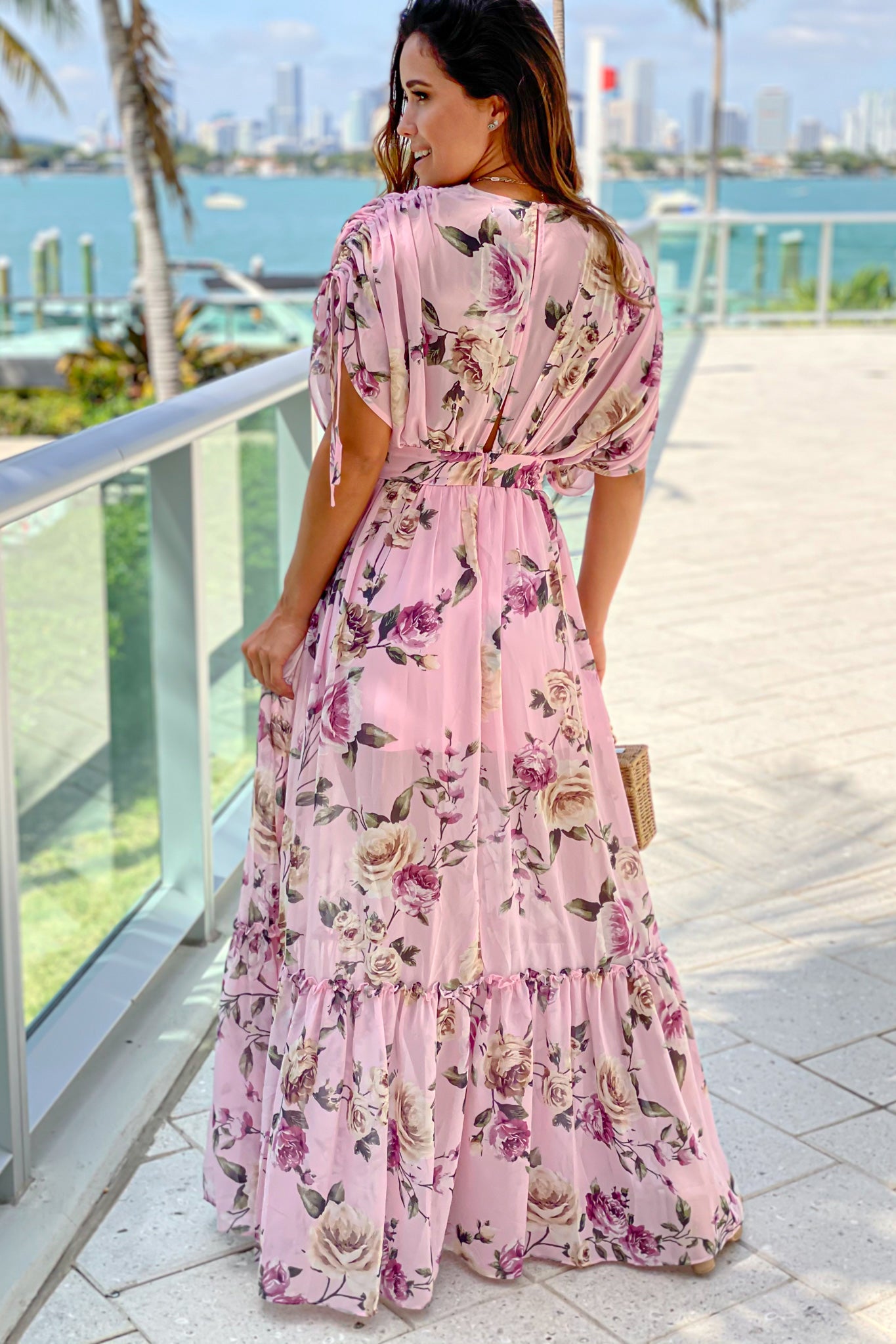 Pink Floral Maxi Dress With Dolman Sleeves | Maxi Dresses – Saved by ...