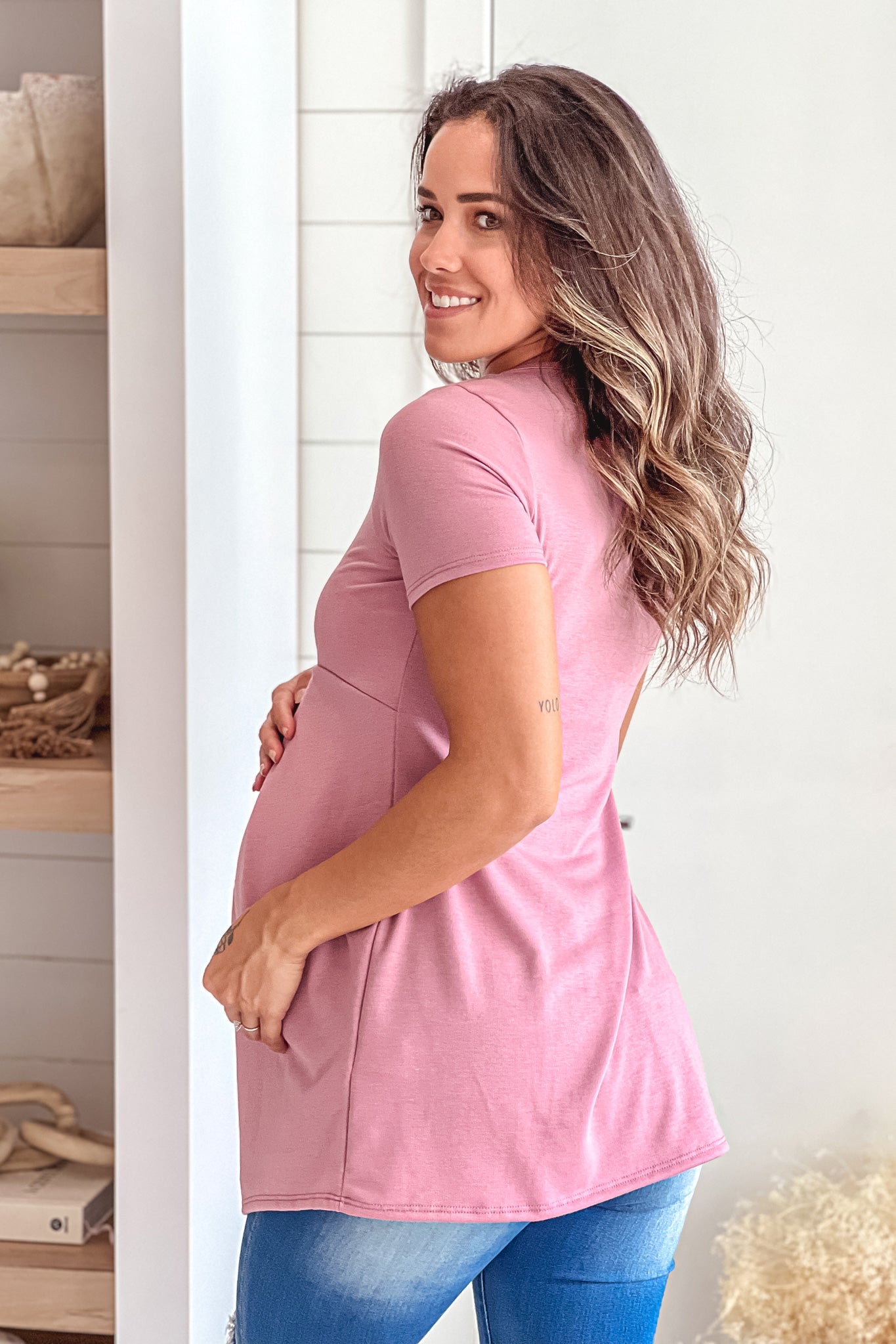 pink maternity top