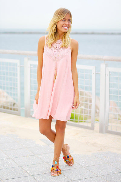 Pink Lace Short Dress