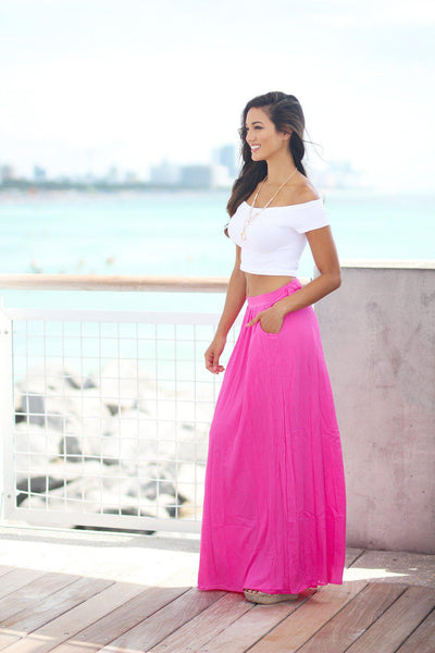 Fuchsia Maxi Skirt with Pockets