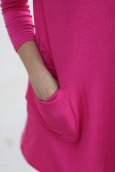 Pink Top With ¾ Sleeves And Pockets