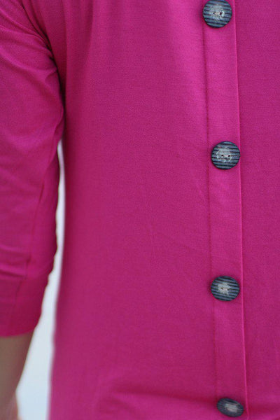 Pink Top With ¾ Sleeves And Pockets