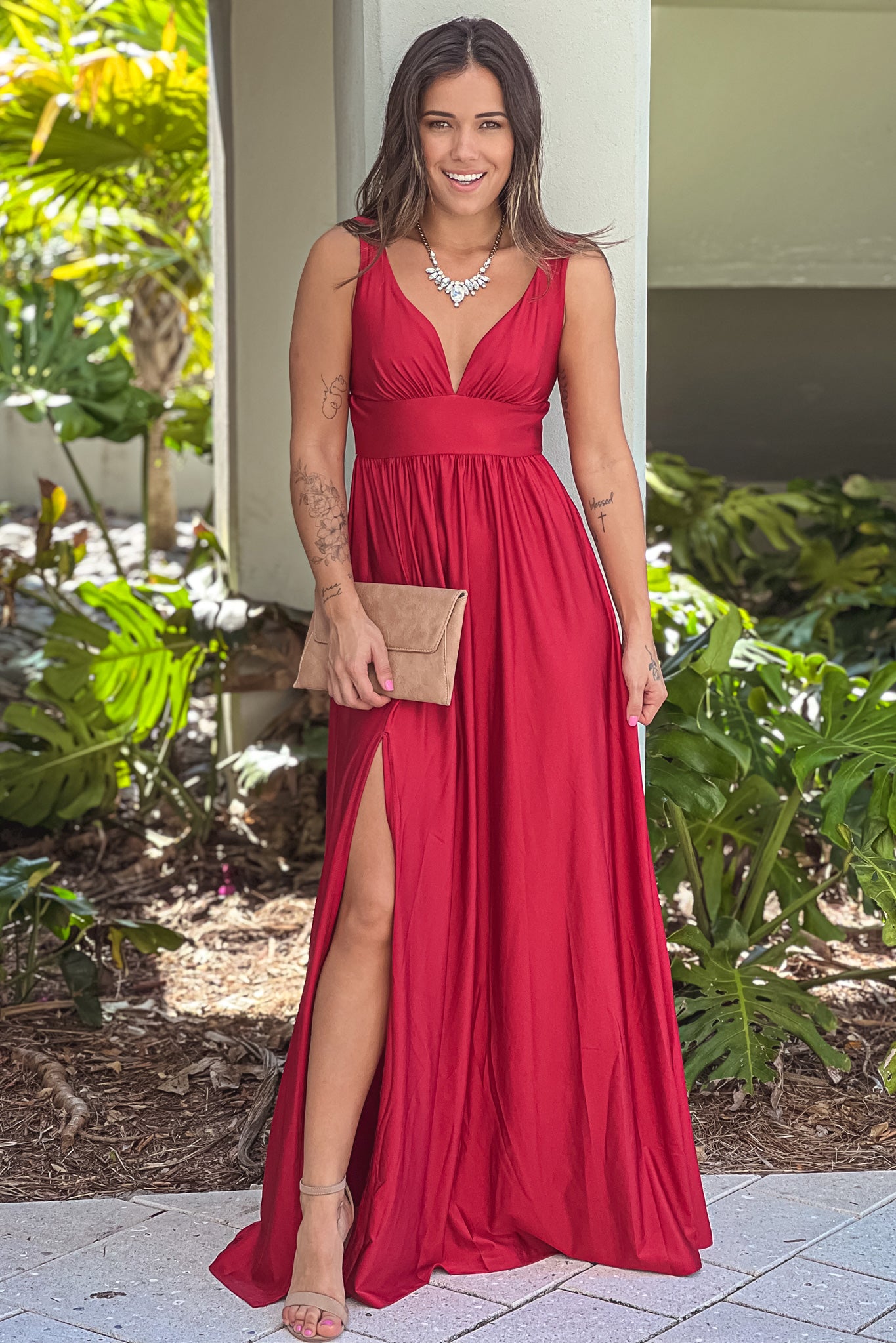post maxi dress with side slit