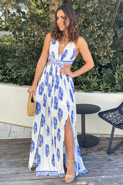 printed maxi with side slit