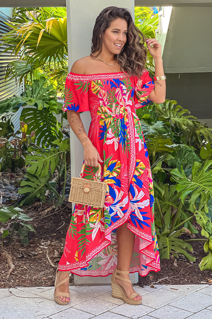 red floral high low dress Stealing Sunshine Floral Hi-lo Dress
