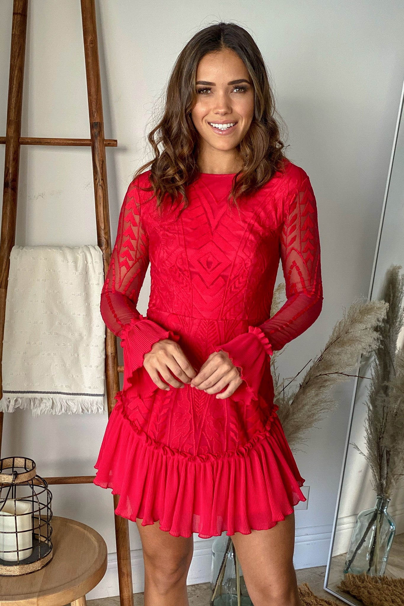 red prom short dress