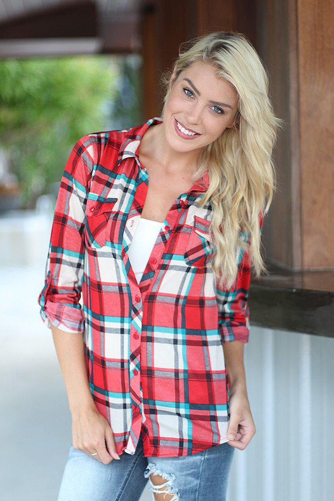 Red and Teal Plaid Top – Saved by the Dress