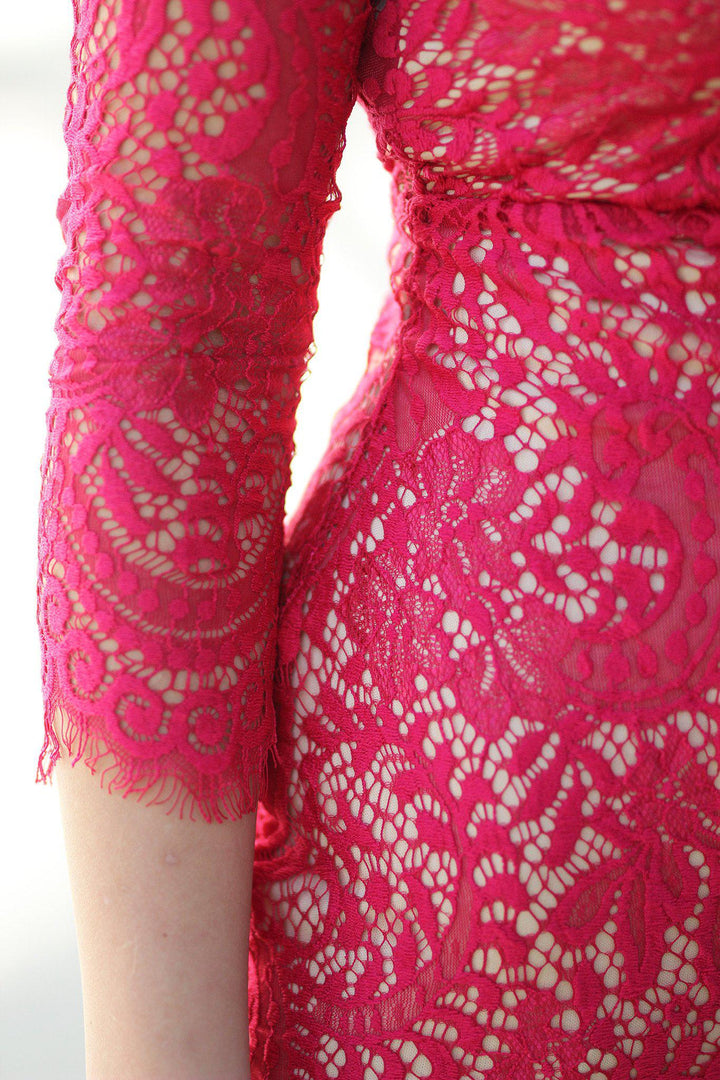 strapless open back dress Red Lace Dress with Open Back