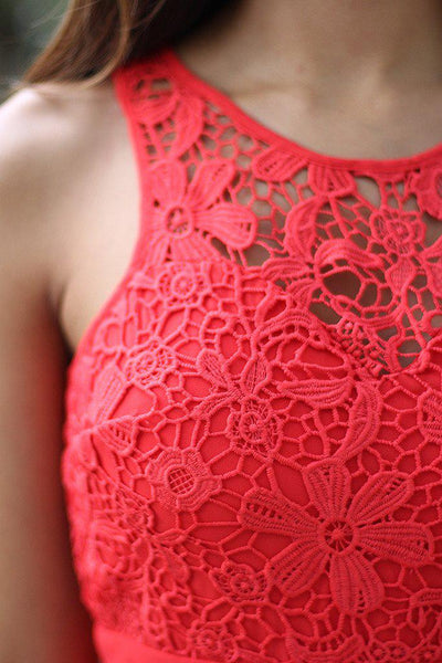 Dark Coral Crochet Maxi Dress