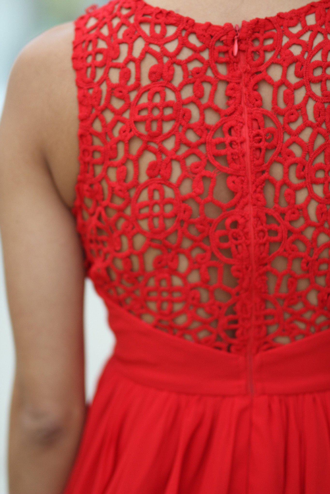 Red Crochet Short Dress