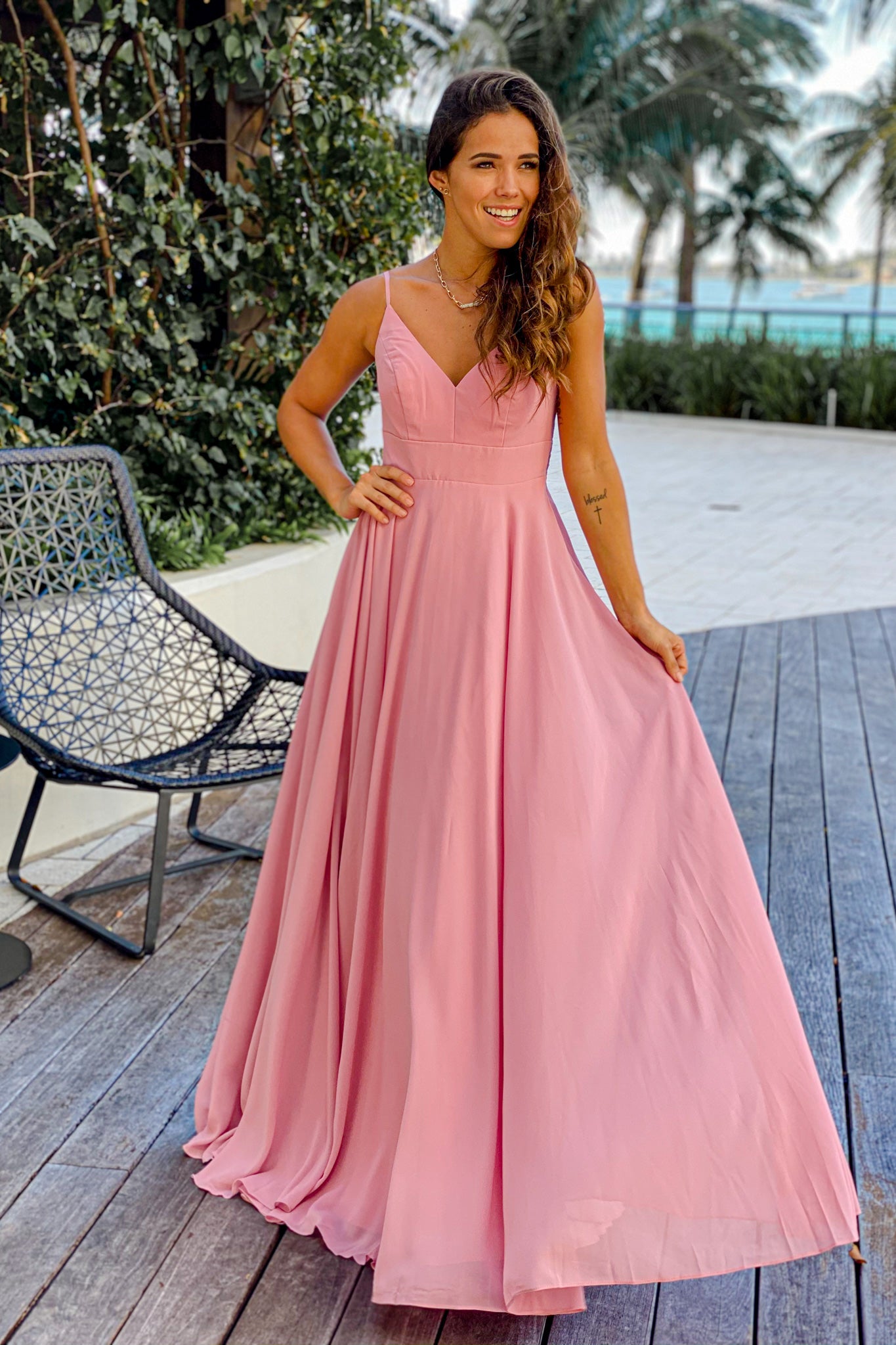 rose bridesmaids maxi dress