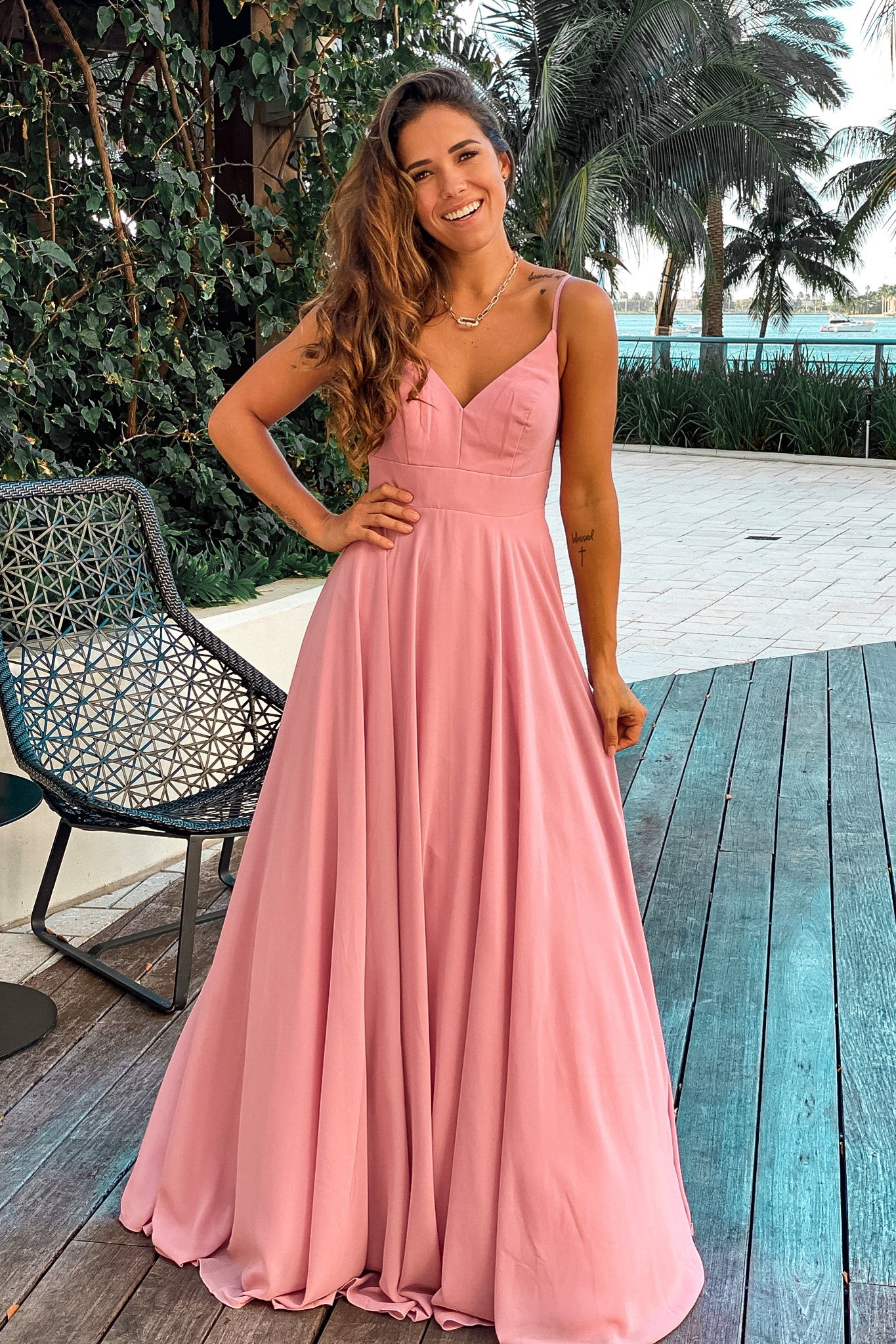 rose formal maxi dress