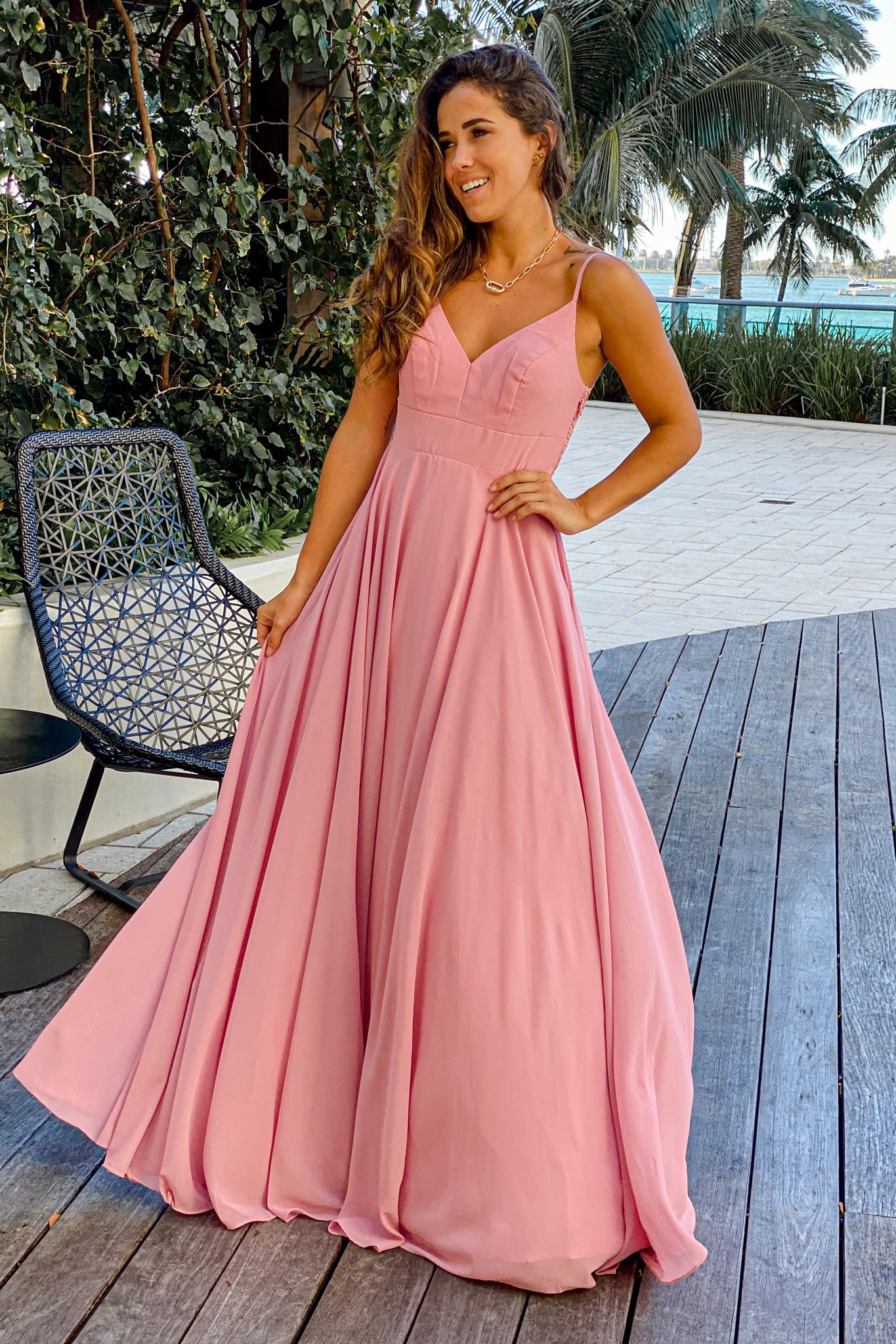 rose prom maxi dress