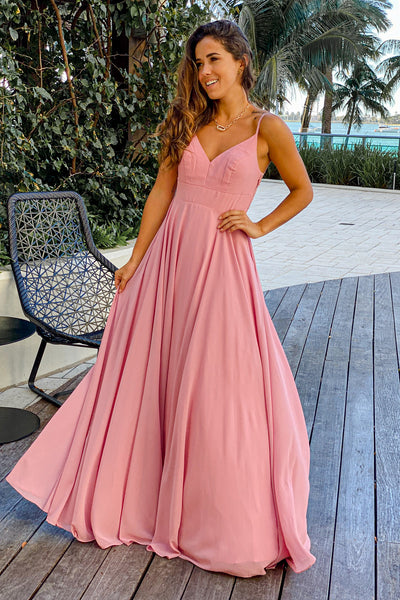 rose prom maxi dress