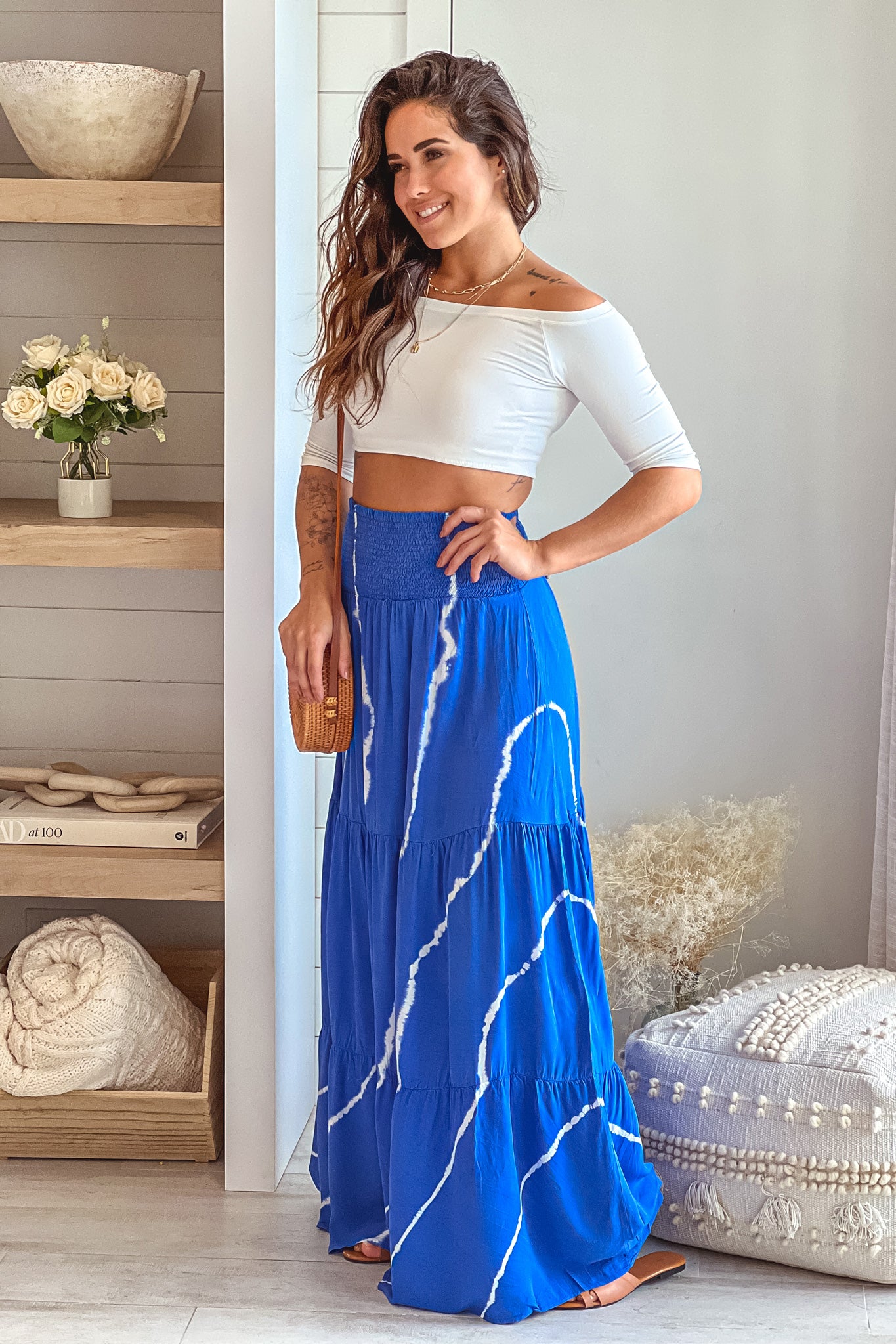 royal blue cute maxi skirt