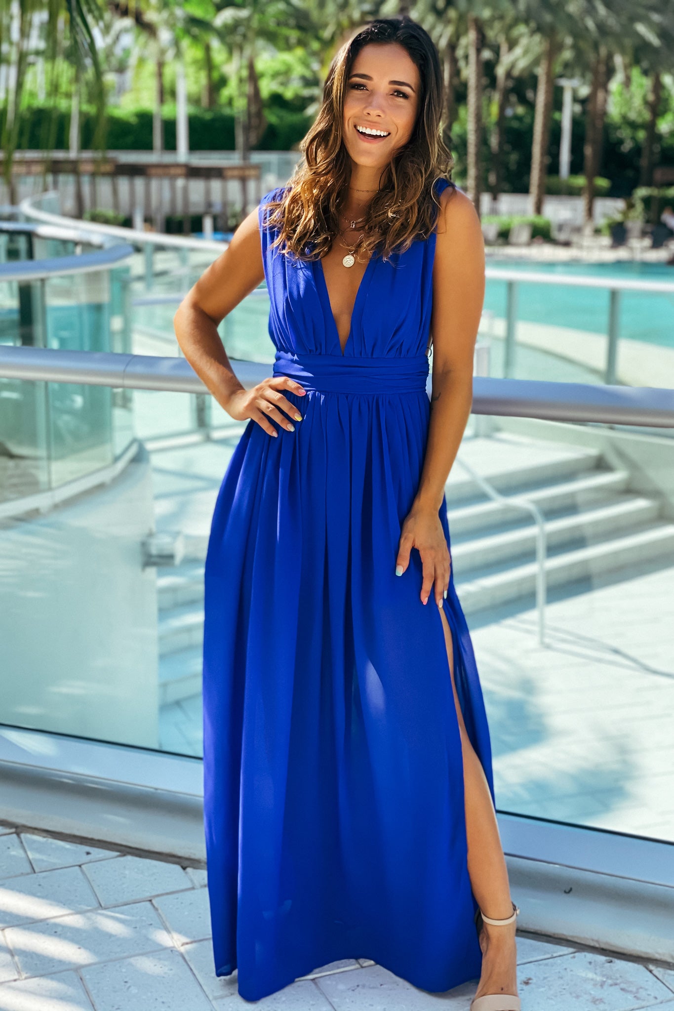 royal blue maxi dress with slit