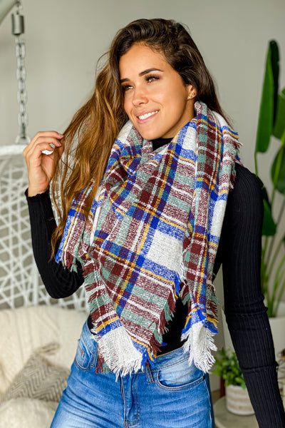 royal blue plaid scarf