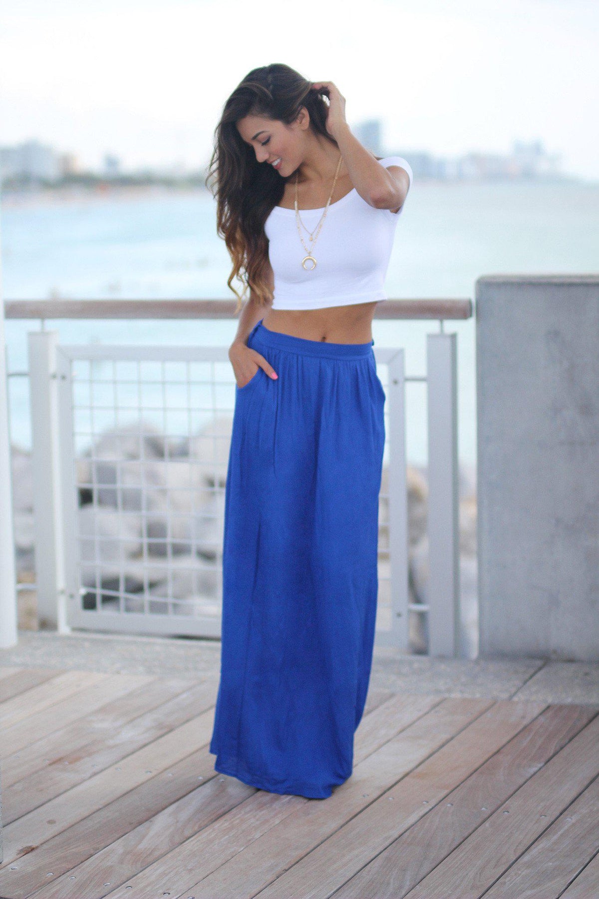 Royal Blue Maxi Skirt with Pockets | Skirt With Pockets – Saved by the ...