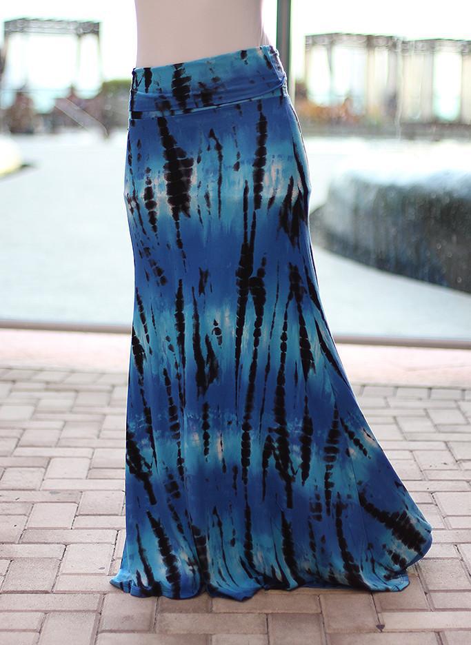 Royal Blue Tie Dye Maxi Skirt