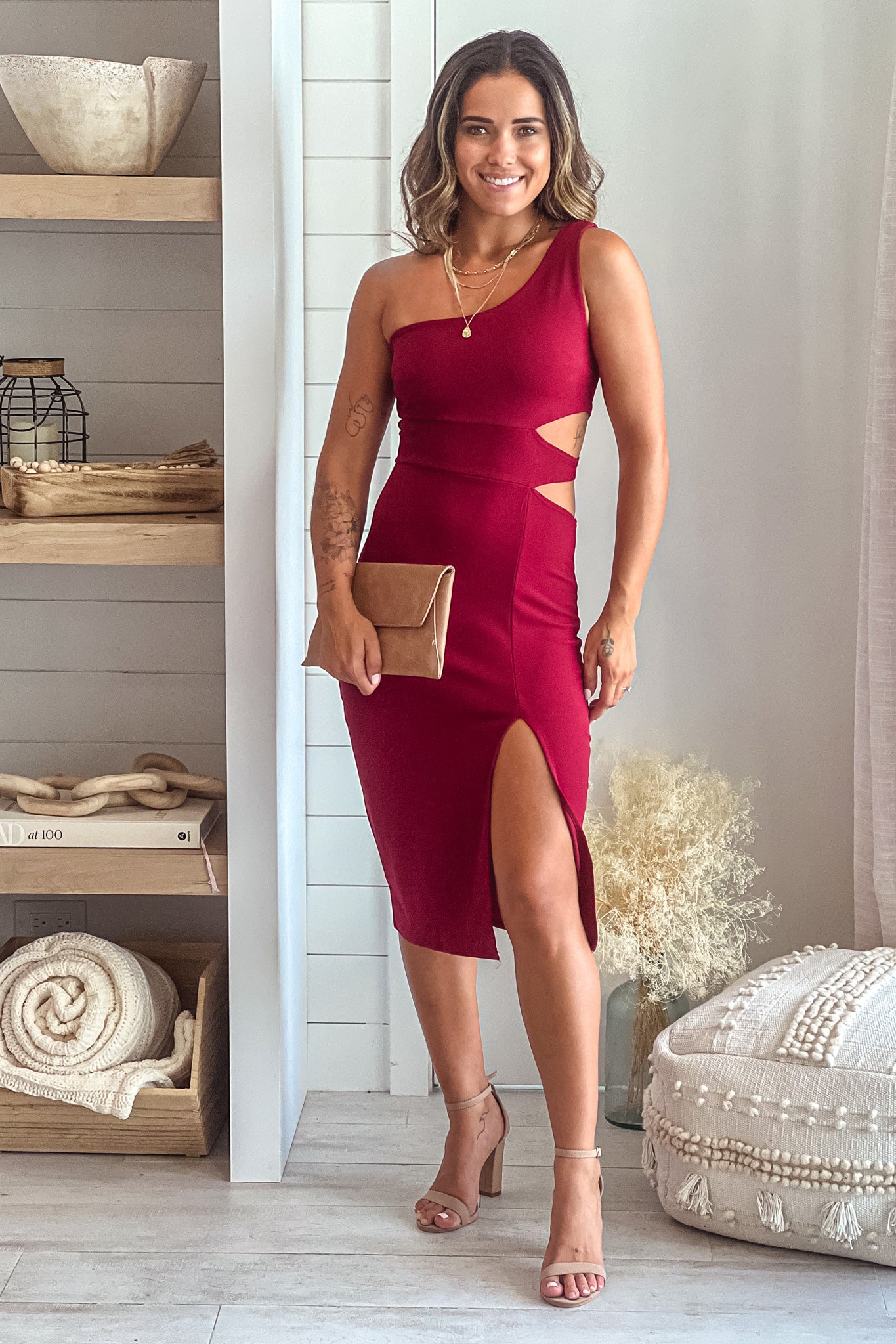 ruby one shoulder dress with cut out