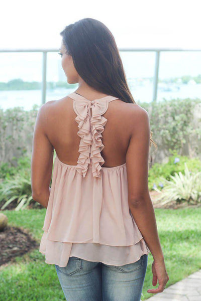 Almond Top With Ruffle Back