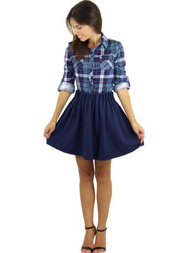 Solid Navy Flared Skirt