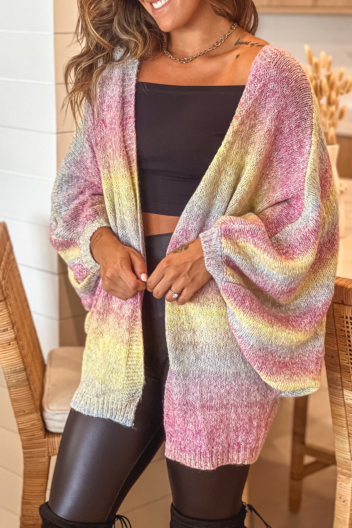 sherbet colorful cardigan with dolman sleeves