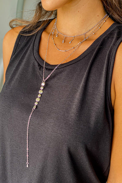 silver layered cute necklace