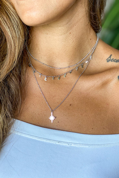 silver necklace with stars