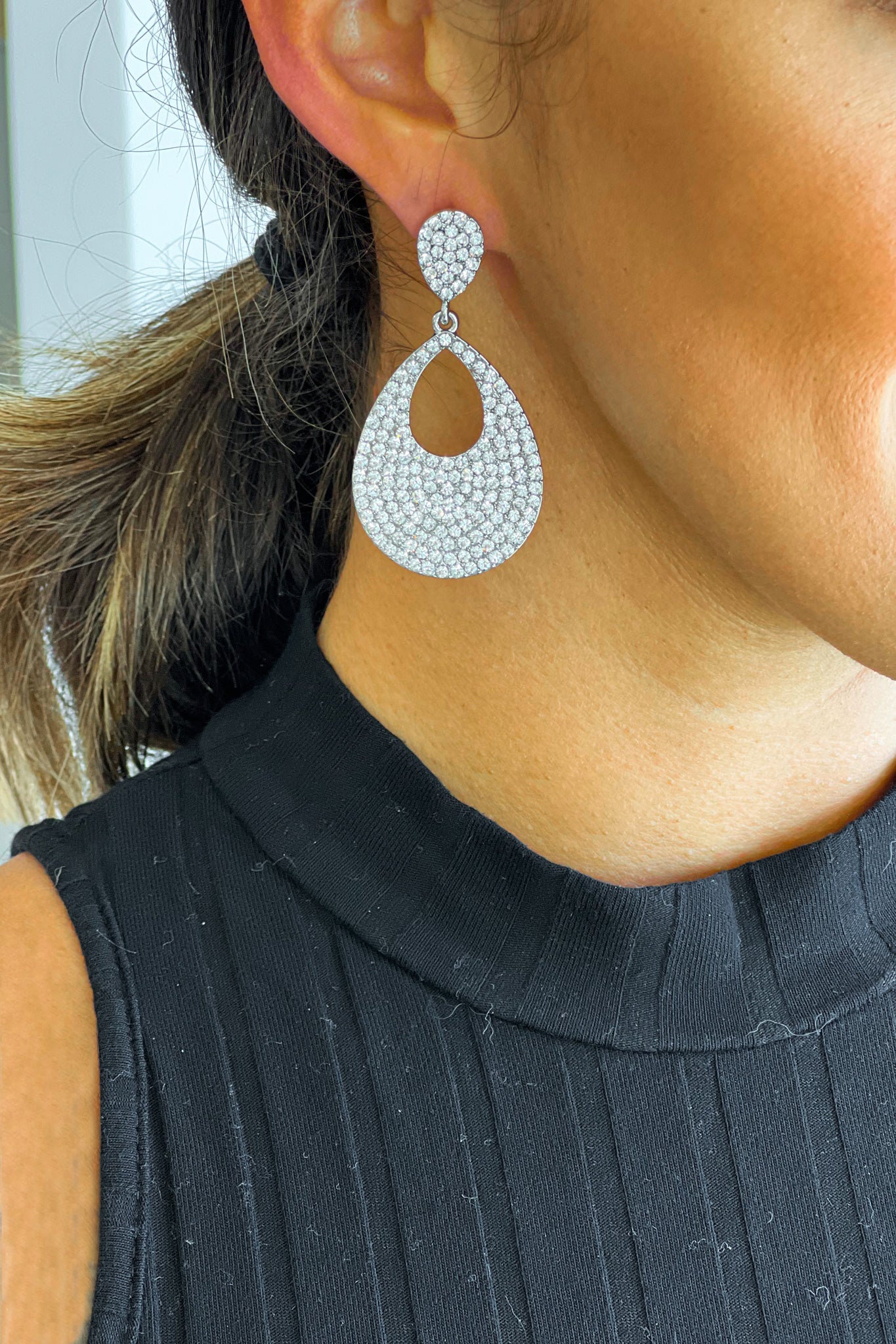 silver rhinestone earrings
