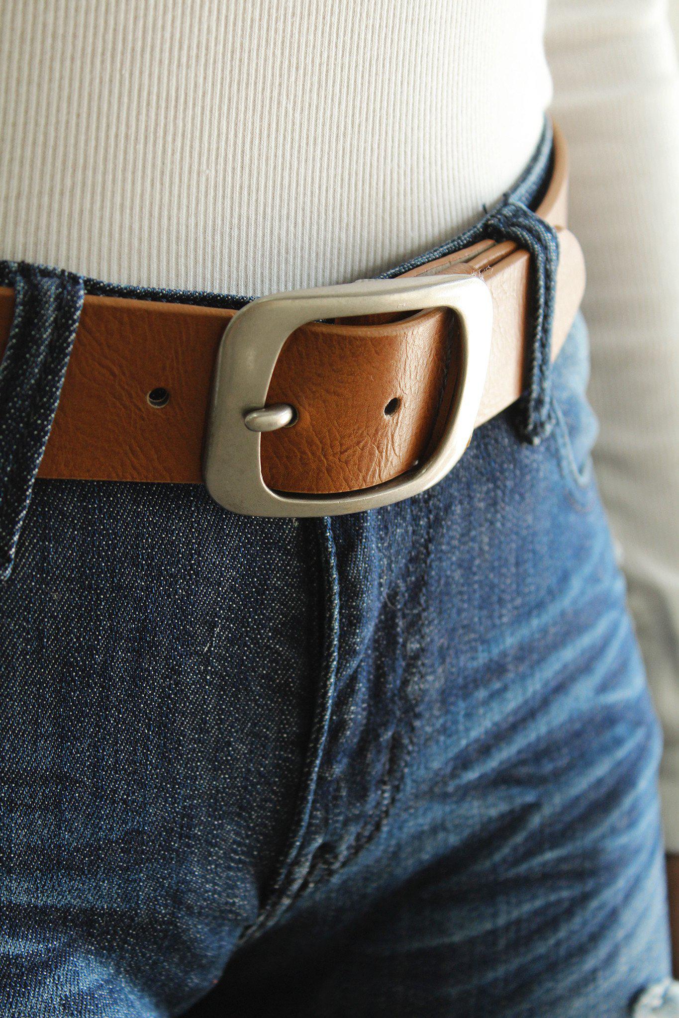 Tan Belt With Silver Buckle