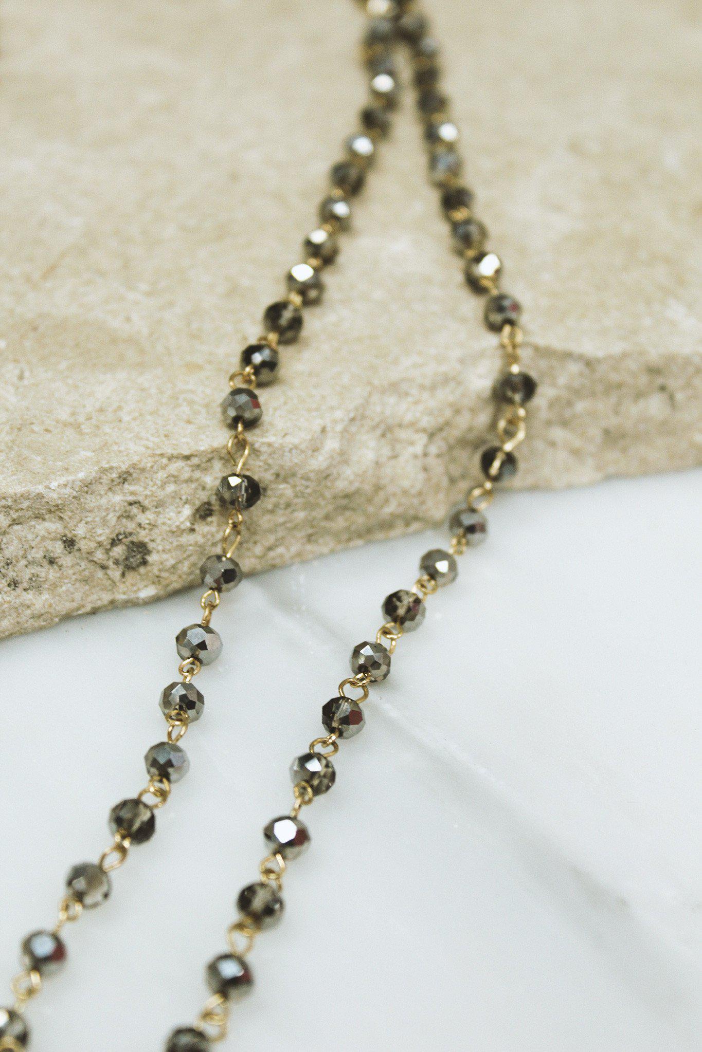 Layered Silver Glass Beaded Necklace