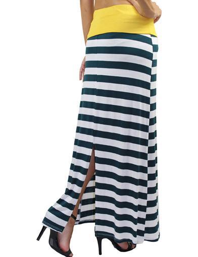 Striped Maxi Skirt / Dress - Green And White