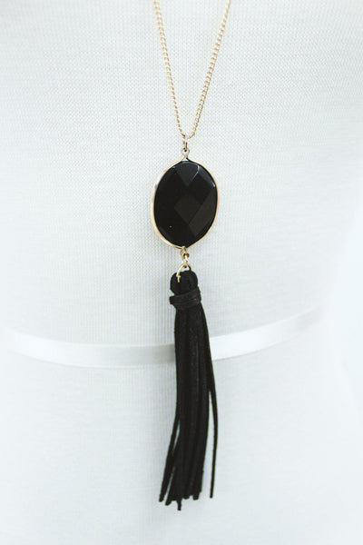 tassel and stone necklace