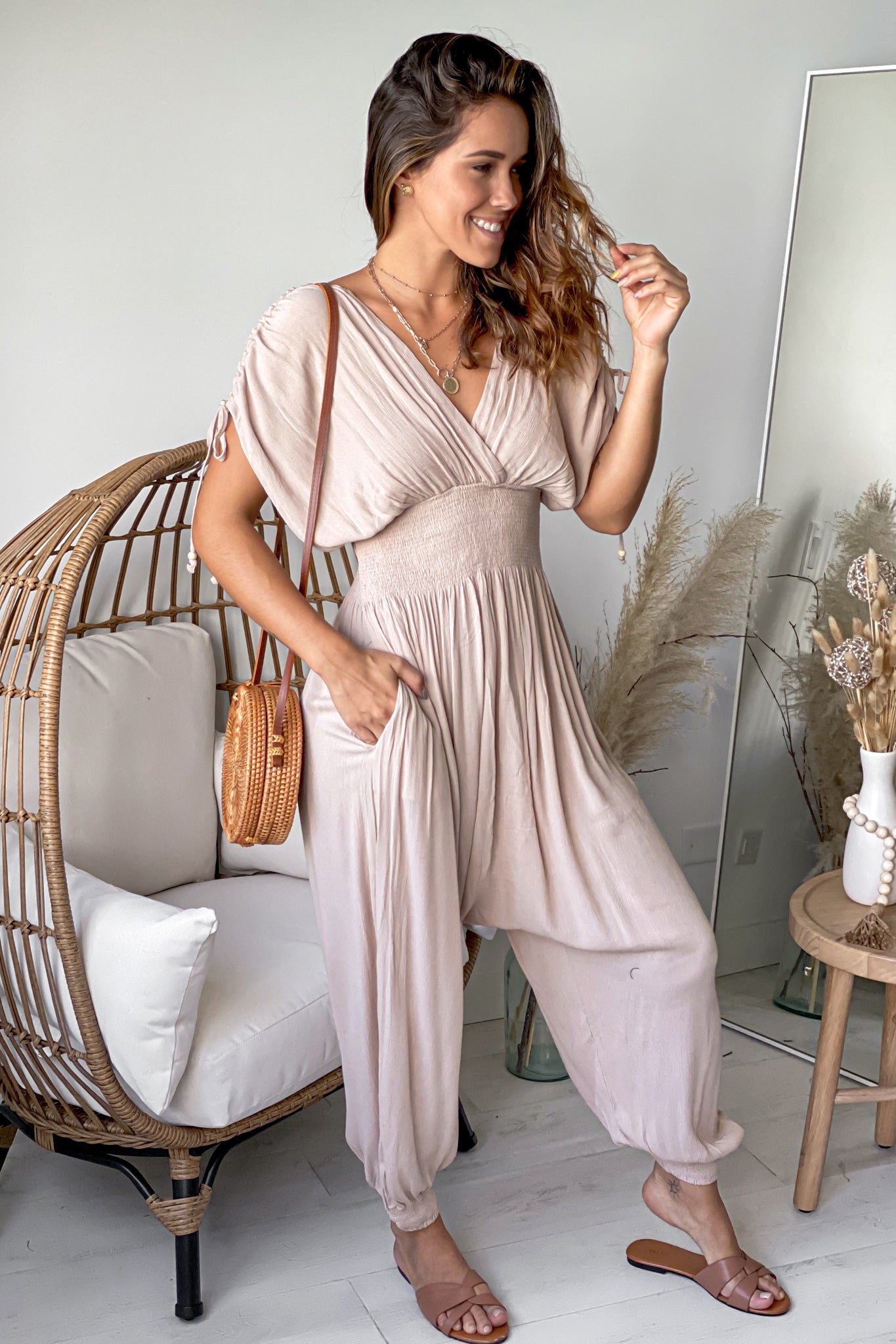 taupe casual jumpsuit