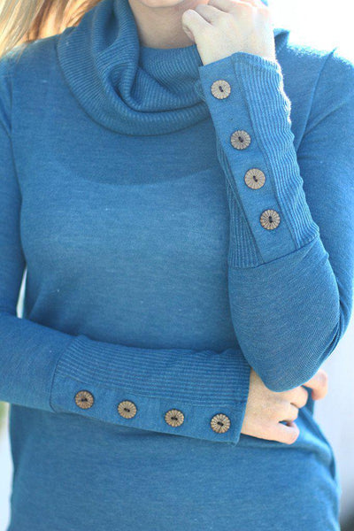 Teal Long Sleeve Top with Buttons