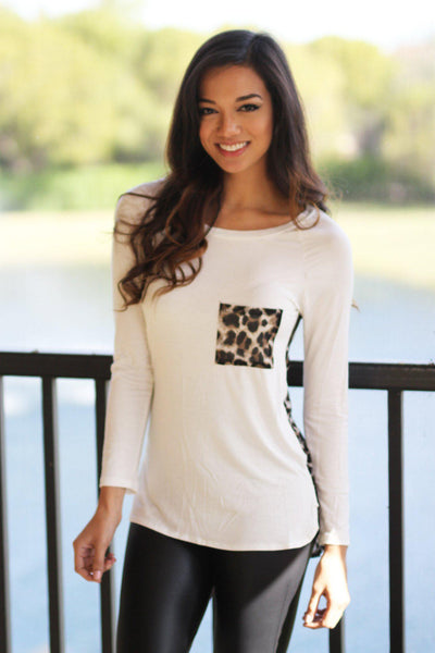 Ivory Top with Leopard Back