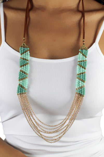 Turquoise and Mint Beaded Necklaces