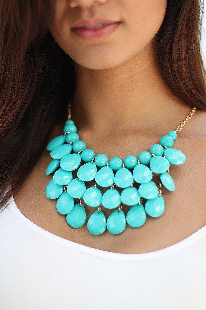 Turquoise Teardrop Beaded Necklace