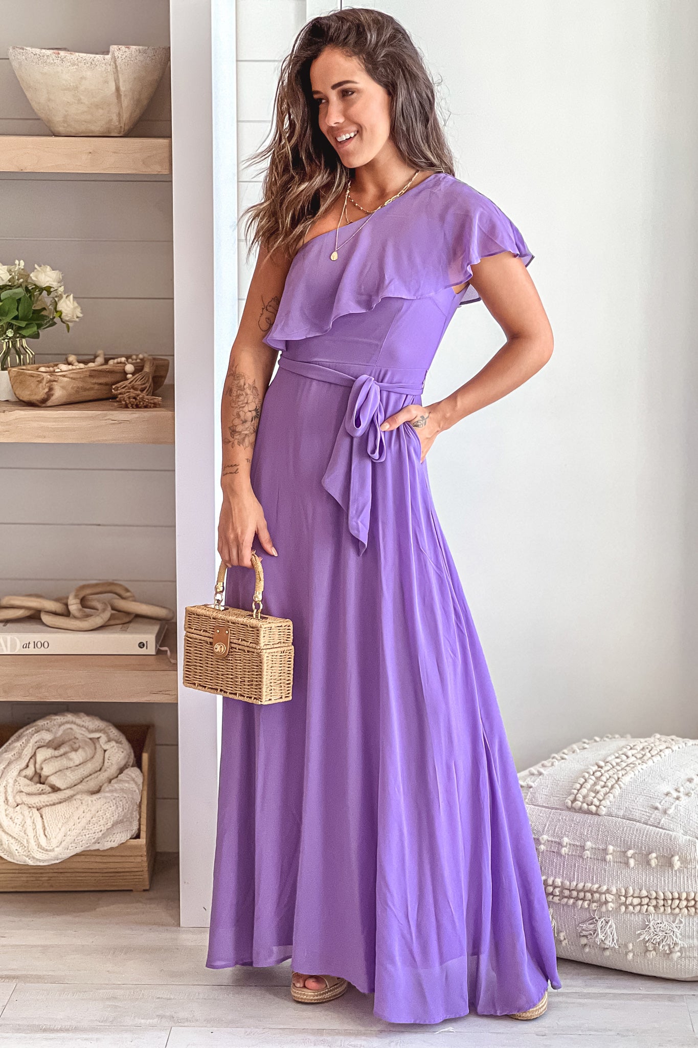 Violet One Shoulder Maxi Dress With Pockets | Bridesmaid Dresses Saved by the Dress Violet One Shoulder Maxi Dress With Pockets | Bridesmaid Dresses Saved by the Dress