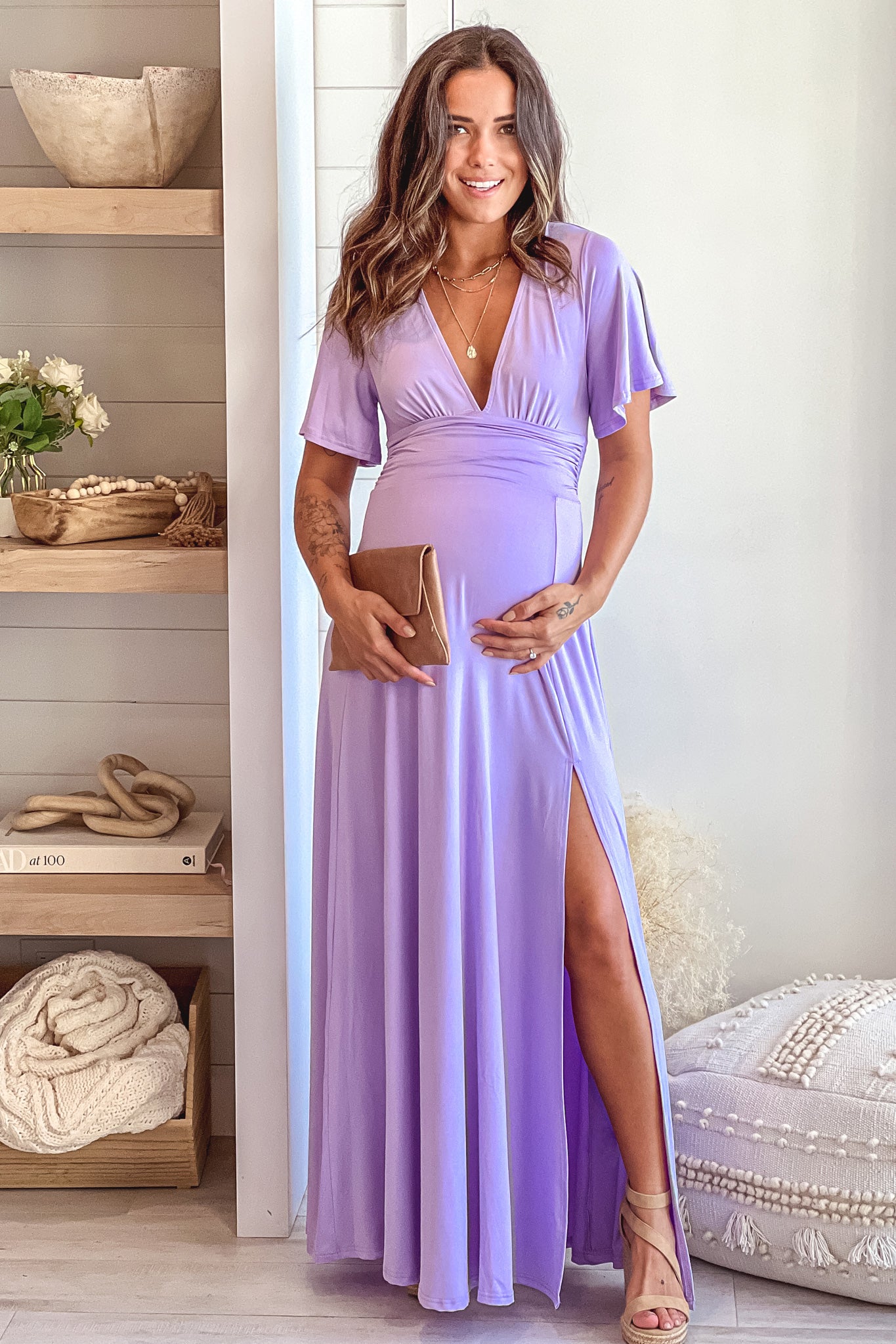 violet maternity maxi dress