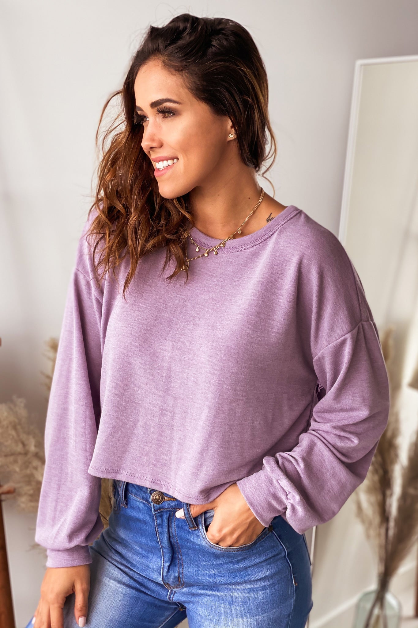 violet sweater