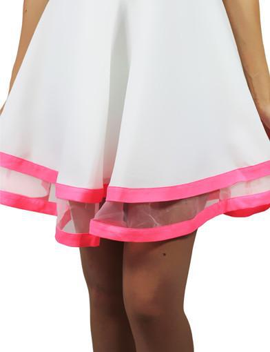 White And Neon Pink Short Dress