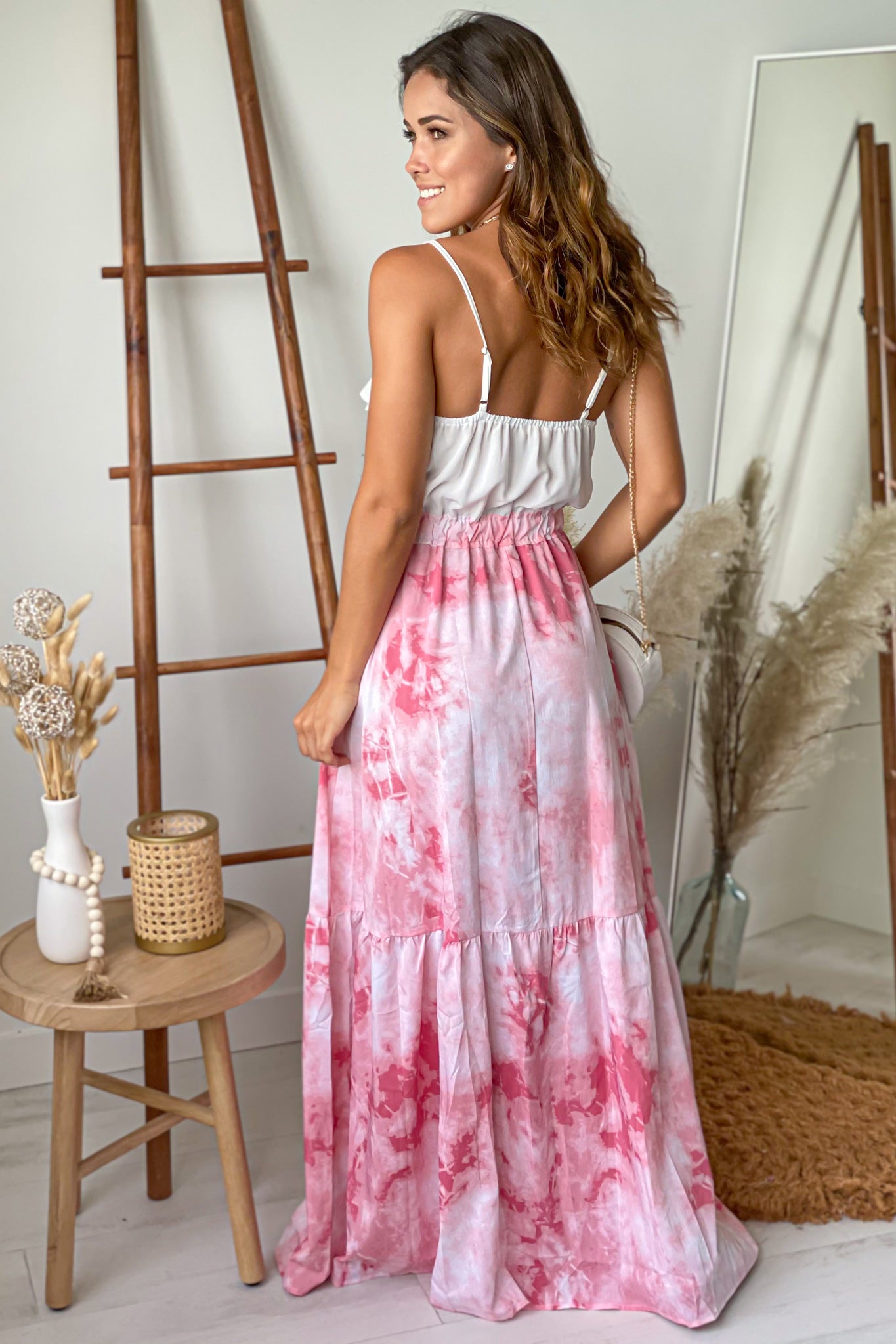 red and white tie dye maxi dress Riviera Sun Spaghetti Strap Maxi Dress for Women