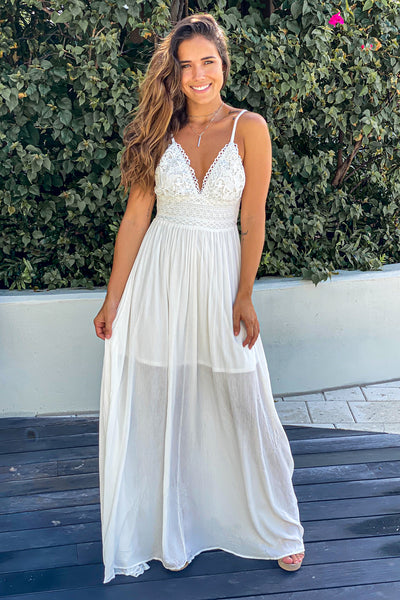 White Maxi Dress With Tie Back | Maxi Dresses – Saved by the Dress