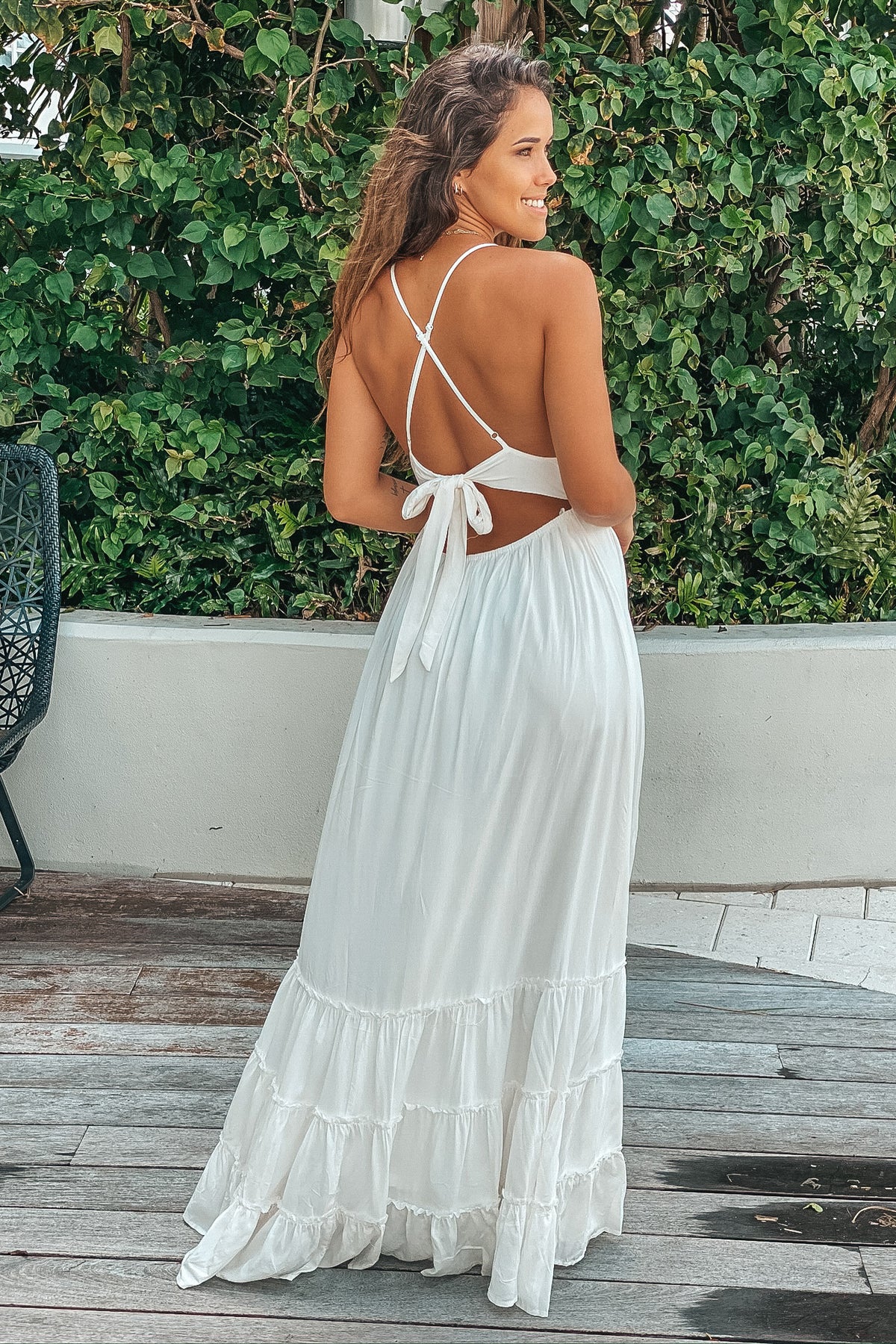 White Crochet Top Maxi Dress With Ruffle Hem | Maxi Dresses – Saved by ...