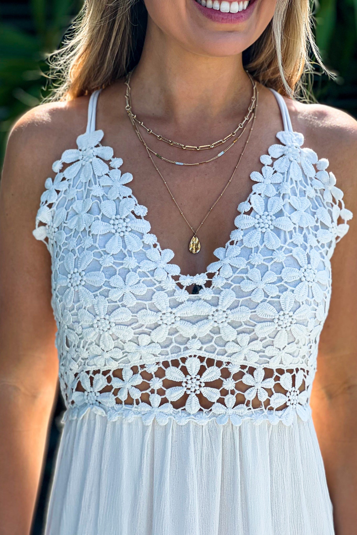 white crochet maxi dress