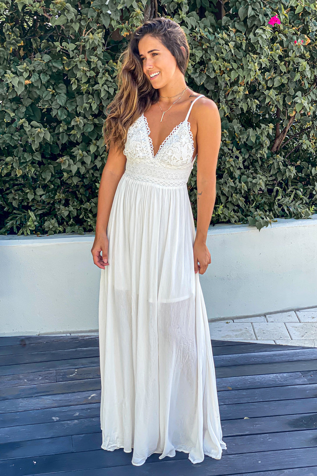 White Maxi Dress With Tie Back